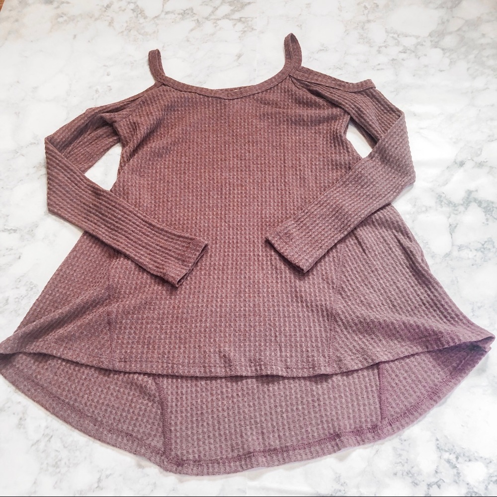 Cold Shoulder Waffle Knit Top